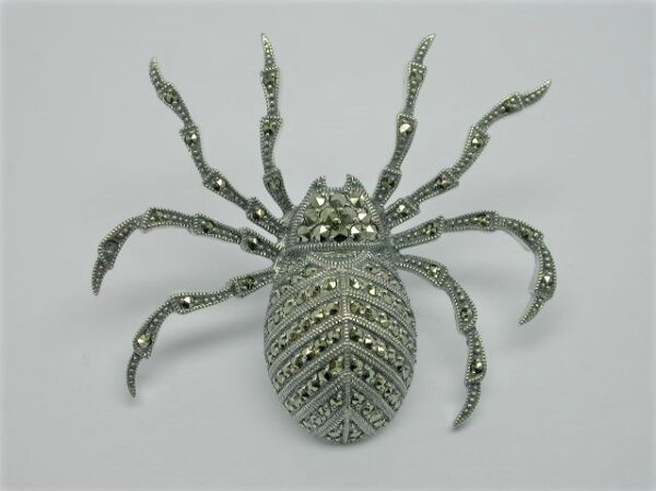 SILVER 925 SPIDER BROOCH WITH MARCASITE