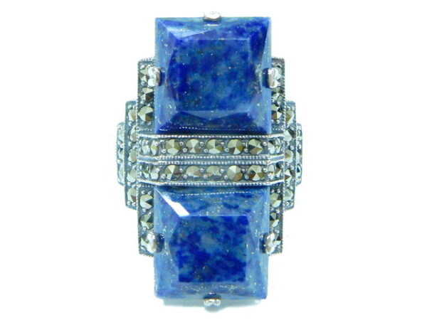 SILVER 925 RING WITH MARCASITE AND LAPIS