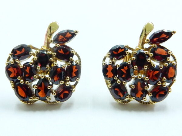 SILVER 925 GOLD PLATED APPLE EARRING WITH GARNET