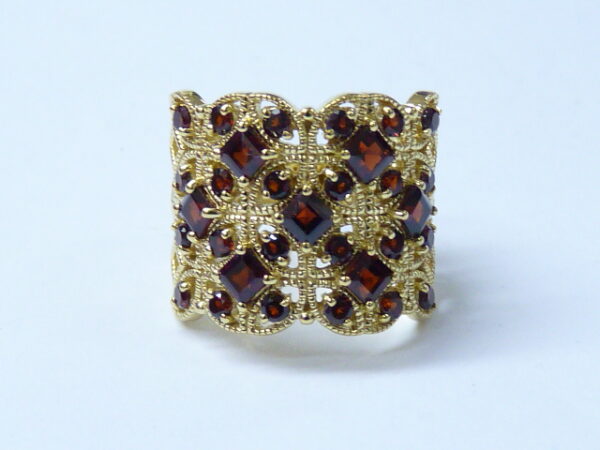 SILVER 925 GOLD PLATED RING WITH GARNET