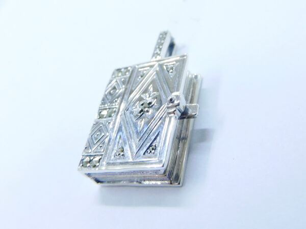 925 SILVER PENDANT WITH MARCASITE AMETHYST DIAMOND EMERALD GARNET AND RUBY