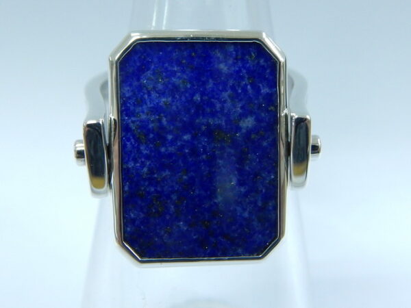 SILVER 925 REVERSIBLE FLIP RING WITH MARCASITE ONYX AND LAPIS
