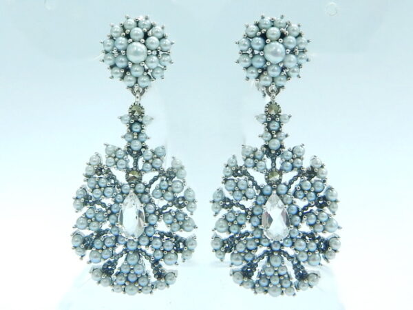 SILVER 925 EARRING WITH MARCASITE,CRYSTAL AND PEARL