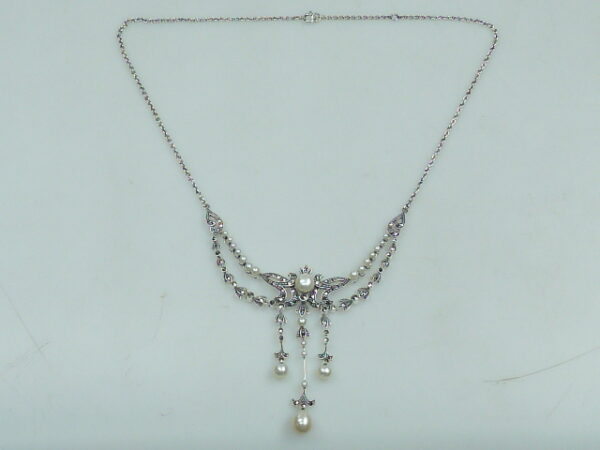 SILVER 925 NECKLACE WITH MARCASITE AND PEARL