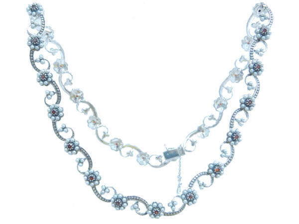 SILVER 925 NECKLACE WITH PEARL AND GARNET