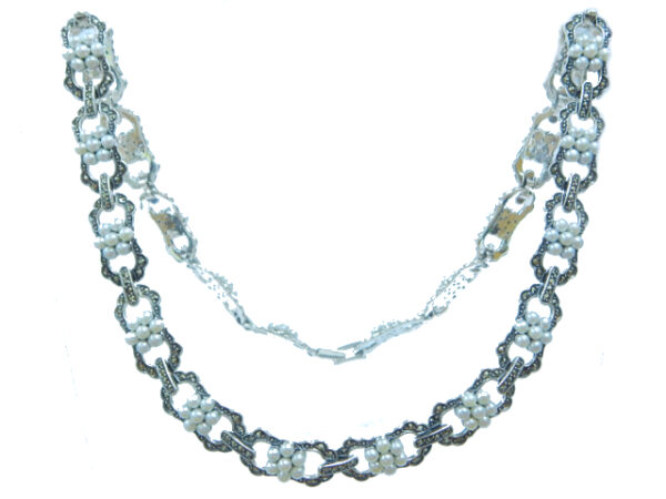 SILVER 925 NECKLACE WITH MARCASITE AND PEARL