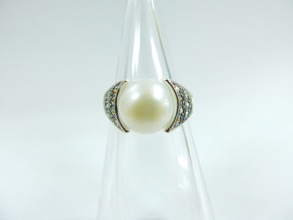 SILVER 925 RING WITH MARCASITE AND PEARL