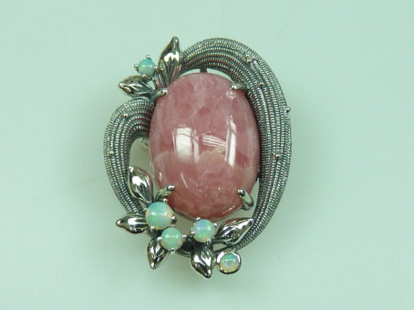 SILVER 925 BROOCH AND PENDANT WITH INCAROSE AND OPAL