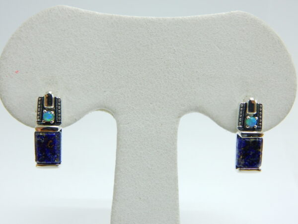 SILVER 925 EARRING WITH OPAL AND LAPIS