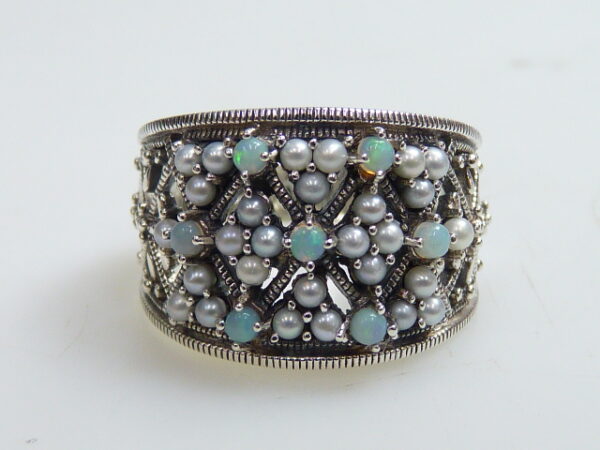 SILVER 925 RING WITH PEARL AND OPAL