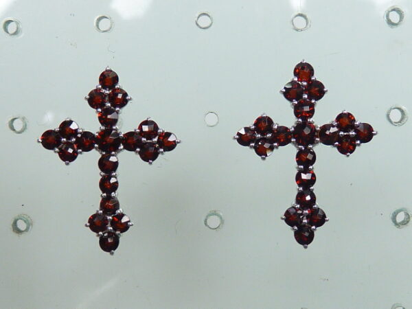 SILVER 925 RHODIUM PLATED EARRING WITH  GARNET