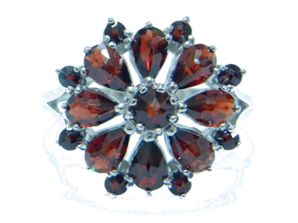 SILVER 925 RHODIUM PLATED RING WITH GARNET