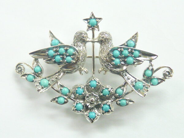 925 SILVER BROOCH & PENDANT WITH TURQUOISE