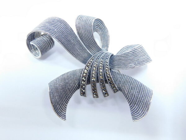 SILVER 925 THEODORE FAHRNER INSPIRED BROOCH WITH MARCASITE