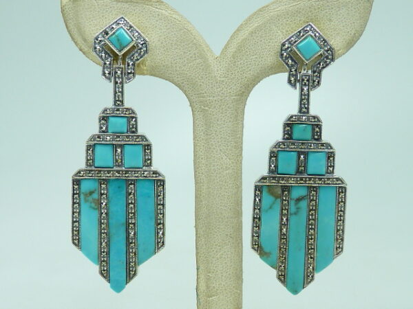 SILVER 925 EARRING WITH MARCASITE AND TURQUOISE