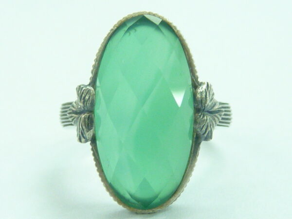 SILVER 925 RING WITH CRYSTAL AND GREEN AGATE