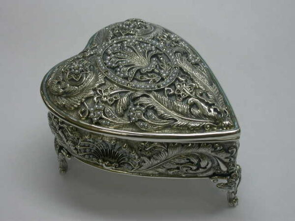 Sterling Heart-Shape Keepsake Box with Pearls
