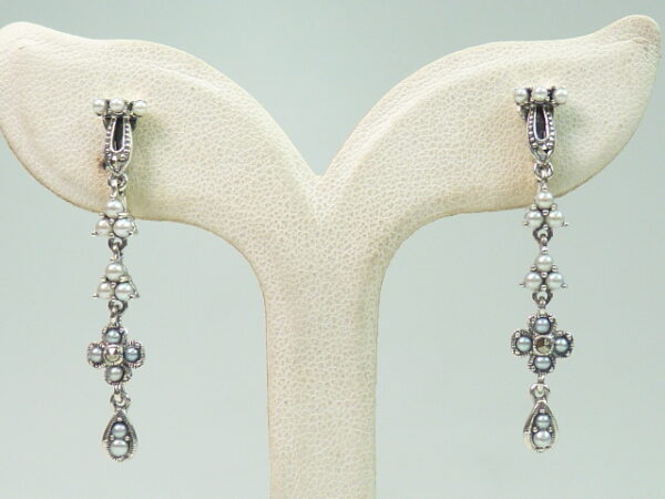SILVER 925 EARRING WITH MARCASITE AND PEARL