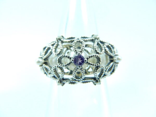 SILVER 925 RING WITH PEARL,MARCASITE AND AMETHYST