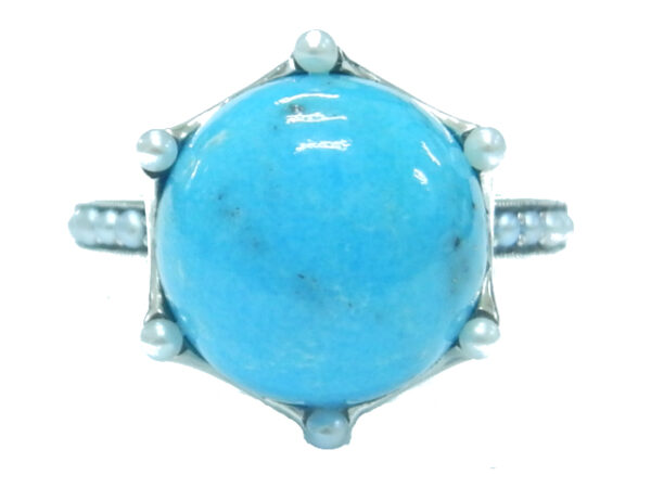 SILVER 925 RING WITH PEARL AND TURQUOISE