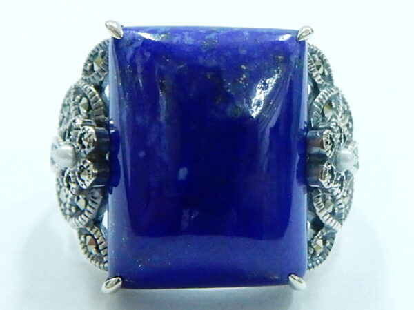 SILVER 925 RING WITH MARCASITE,PEARL AND LAPIS