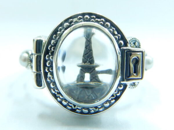 SILVER 925 RING WITH MARCASITE, PEARL AND CRYSTAL