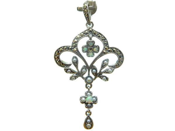 SILVER 925 PENDANT WITH OPAL, MARCASITE AND PEARL