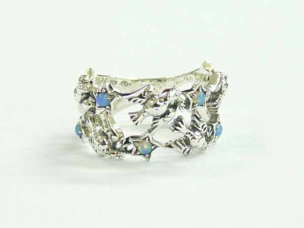 SILVER 925 RING WITH MARCASITE AND OPAL