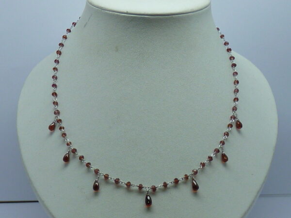 SILVER 925 RHODIUM PLATED NECKLACE WITH GARNET