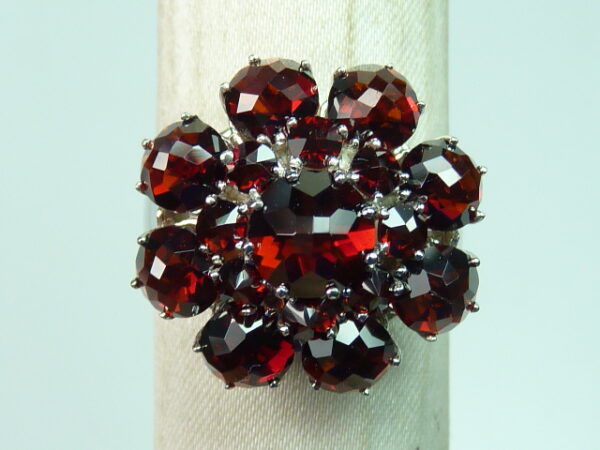 SILVER 925 RHODIUM PLATED RING WITH GARNET