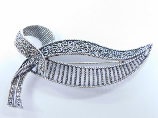SILVER 925 BROOCH & PENDANT WITH MARCASITE