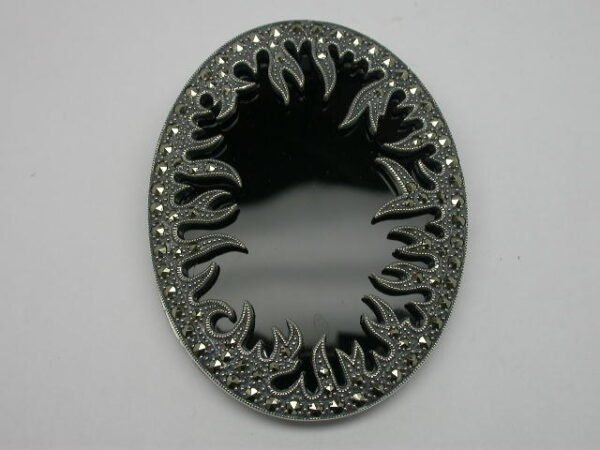925 SILVER PENDANT WITH MARCASITE AND ONYX