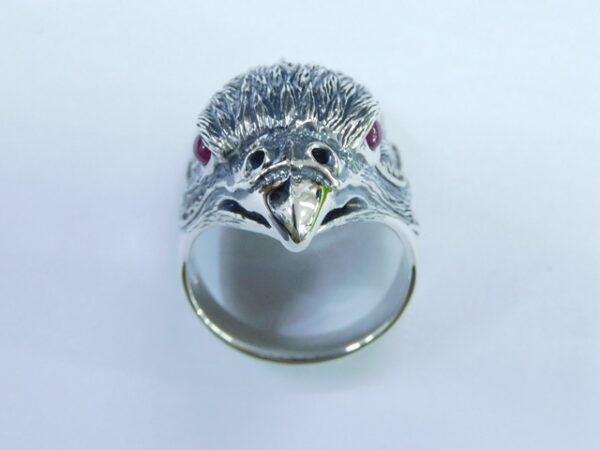 SILVER 925 RING WITH WHITE MARCASITE AND RUBY