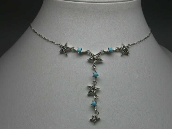 SILVER 925 NECKLACE WITH MARCASITE, AND TURQUOISE