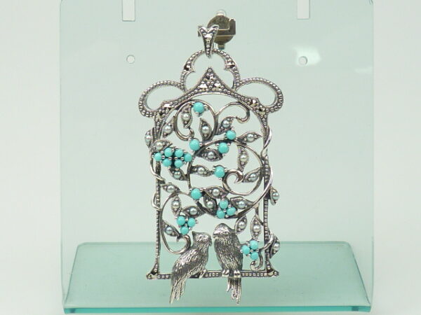 925 SILVER PENDANT WITH MARCASITE, PEARL AND AMETHYST