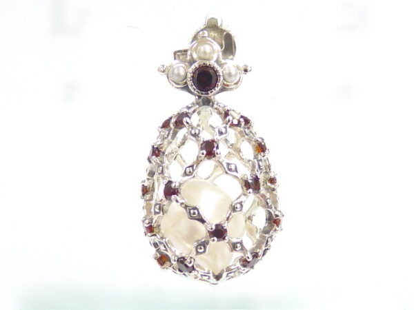 SILVER 925 PENDANT WITH GARNET AND PEARL