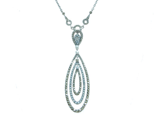 SILVER 925 NECKLACE WITH MARCASITE AND PEARL