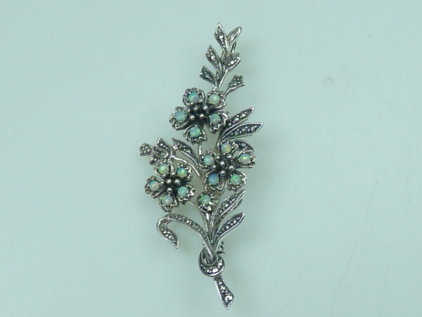 SILVER 925 BROOCH & PENDANT WITH AND OPAL AND MARCASITE