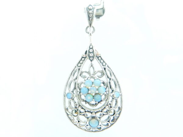 SILVER 925 PENDANT WITH MARCASITE AND OPAL