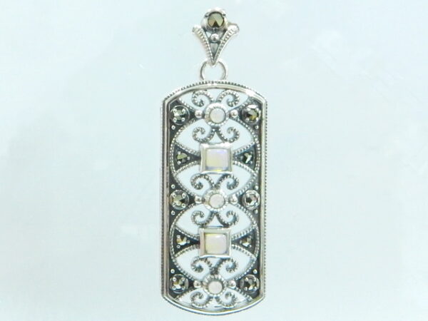 SILVER 925 PENDANT WITH MARCASITE AND OPAL