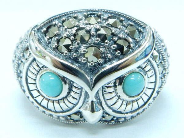 SILVER 925 RING WITH MARCASITE AND TURQUOISE