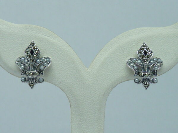 SILVER 925 EARRING WITH MARCASITE AND PEARL