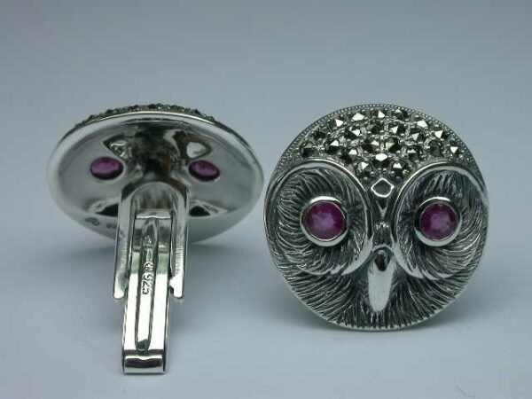925 SILVER CLUT LINK WITH MARCASITE AND RUBY