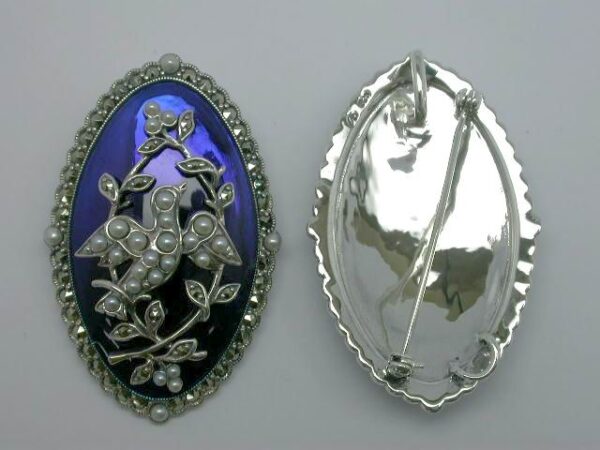 925 SILVER BROOCH & PENDANT WITH MARCASITE AND PEARL