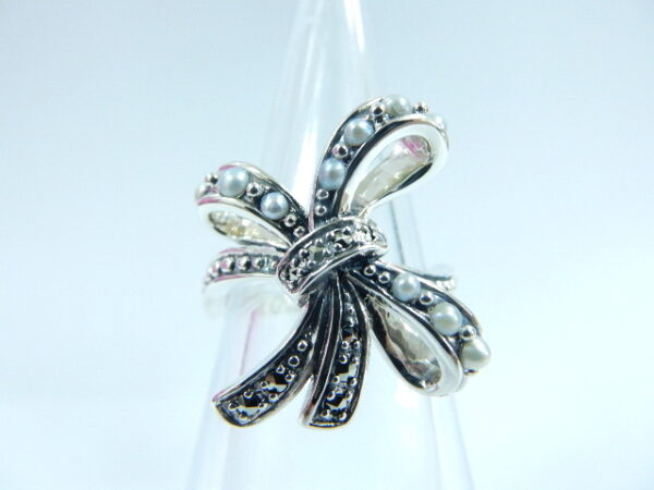 SILVER 925 RING WITH MARCASITE AND PEARL